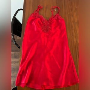 Vintage beaded red Victoria’s Secret slip dress.